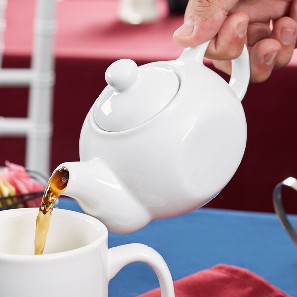4 Teapots Pure White 15oz 43cl Restaurant Café Crockery Economy Tea Pot