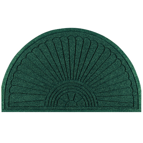 M+A Matting WaterHog Grand Half Oval Evergreen Mat with Smooth Backing