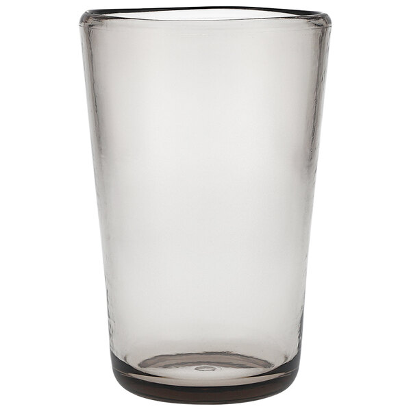 A clear Fortessa Veranda Tritan plastic highball glass with a clear bottom.