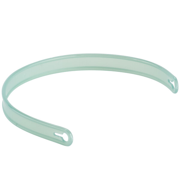A jade green plastic replacement handle with a hole.