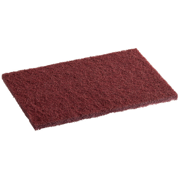 Lavex 9" x 6" x 3/8" Extra HeavyDuty Maroon Scouring Pad 10/Pack