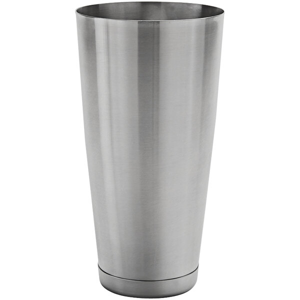 An American Metalcraft silver weighted shaker tin on a white background.