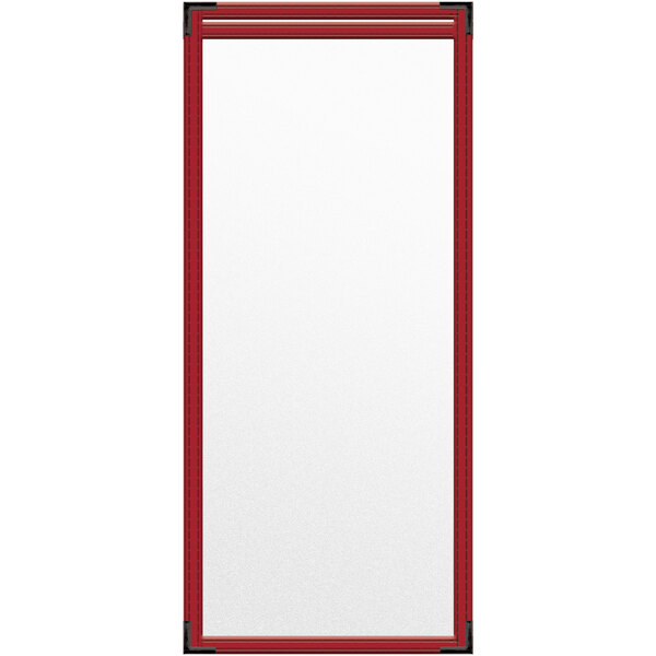 A white rectangular object with red edges.