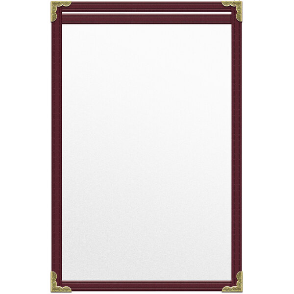 A maroon H. Risch, Inc. menu cover with gold corners and a matte finish.