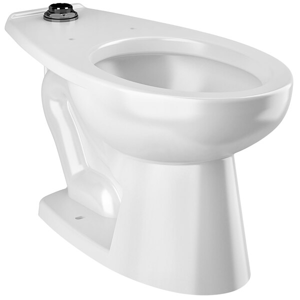 A white Sloan floor-mounted toilet with black seat and lid.