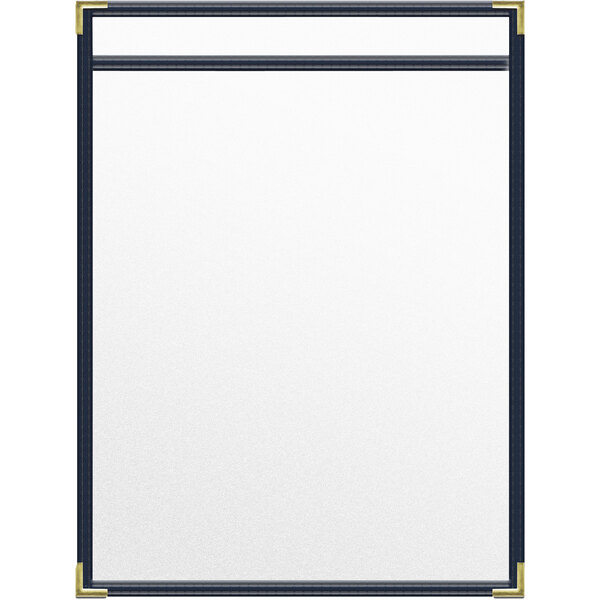 A white board with a blue border.