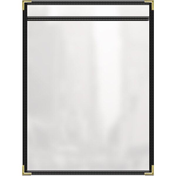 A white rectangular object with a black frame containing a menu