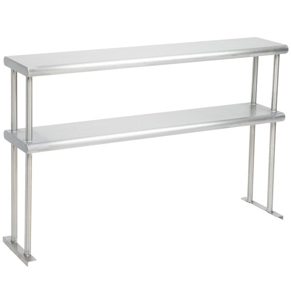 A stainless steel Eagle Group double overshelf with two shelves.