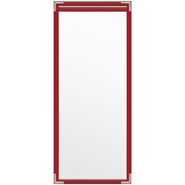A white rectangular object with red frames.