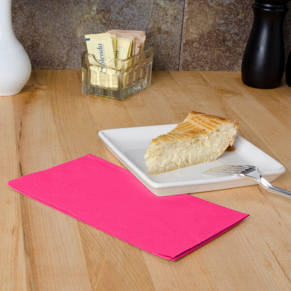 Hoffmaster 180532 Raspberry Pink 15" x 17" 2-Ply Paper Dinner Napkin   - 125/Pack