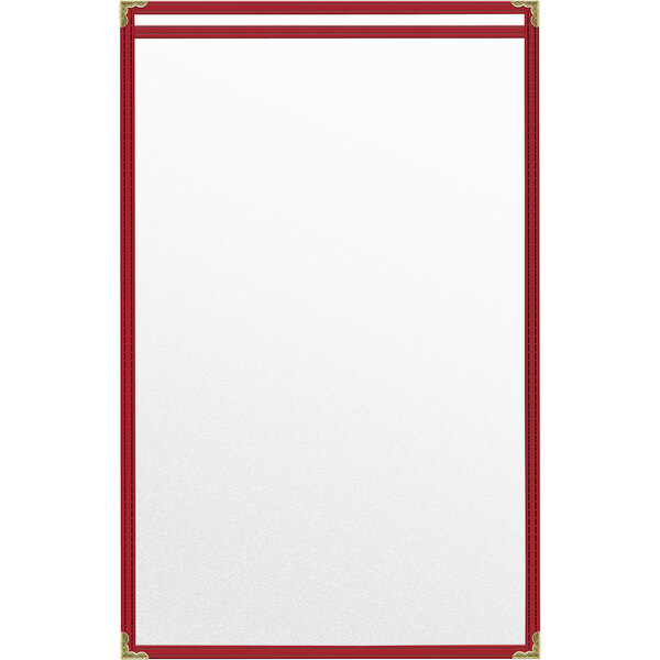 A white paper with red trim on the edges.