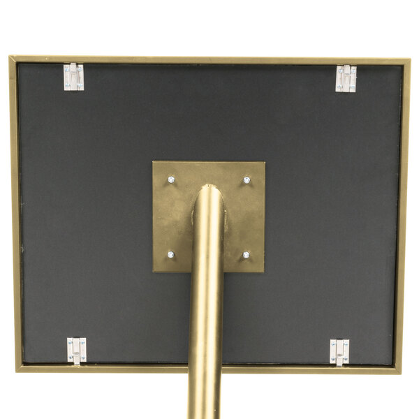 Aarco P7B Single Pedestal Brass Frame Black Marker Board with Neon Markers