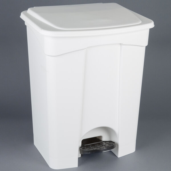 Continental 18WH 18 Gallon White Step On Rectangular Trash Can