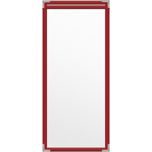 A white rectangular object with red trim.