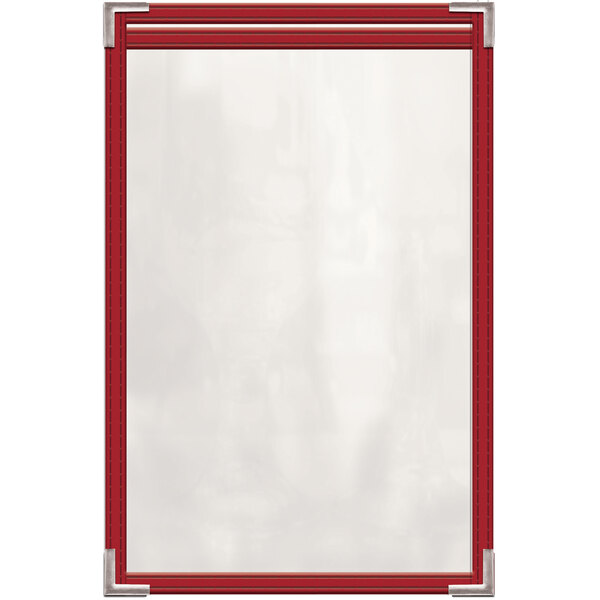 A red rectangular H. Risch, Inc. TES menu cover with silver smooth corners.