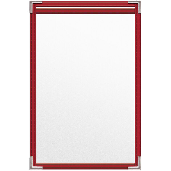 A white board with red corners.