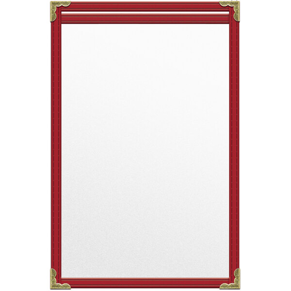 A red rectangular H. Risch, Inc. menu cover with gold decorative corners.