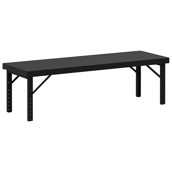 A black rectangular Valley Craft work bench with metal legs.