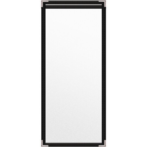 A white rectangular object with black metal corners.