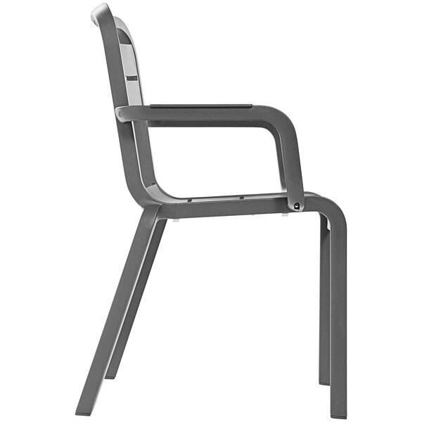 Grosfillex Cannes Charcoal Resin Stackable Outdoor Chair