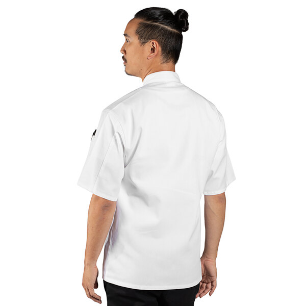 Uncommon Chef Tingo Unisex White Customizable Short Sleeve Chef Coat 0497