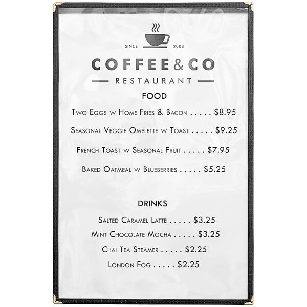 Choice 11" x 17" Black 2View Single Pocket Menu Cover
