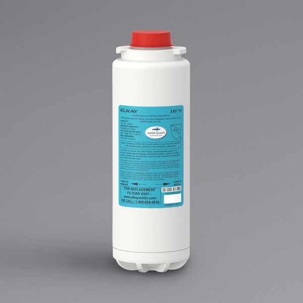 An Elkay ERF750 replacement water filter for Elkay residential filtration products.