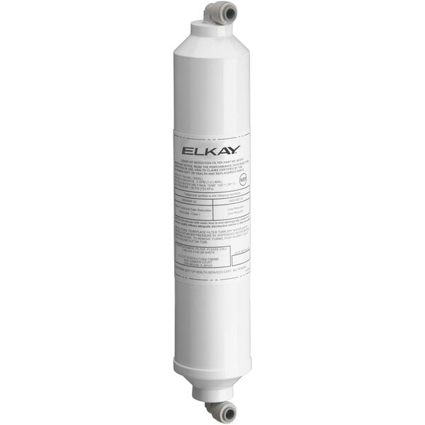 An Elkay white water filter with the words Aqua Sentry on it.