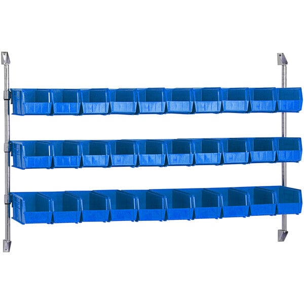 A Quantum wall mount with blue divider bins.