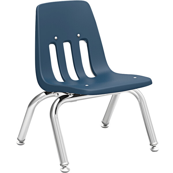Virco 9000 Series Preschool Navy Classroom Chair with Nylon Glides
