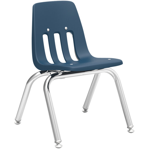Virco 9000 Series Preschool to First Grade Navy Classroom Chair with Nylon Glides
