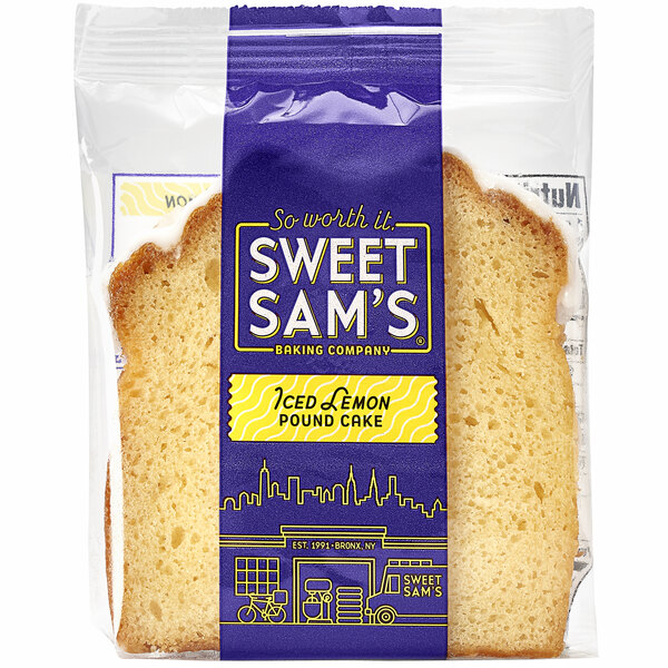 Sweet Sam's Individually Wrapped Iced Lemon Pound Cake 12/Case