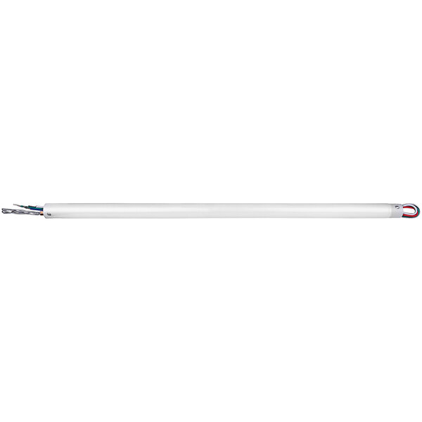 A white Canarm downrod tube with wires.