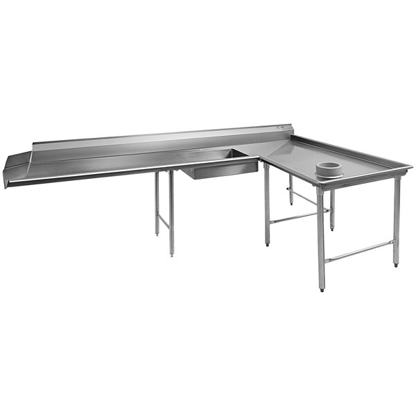 A stainless steel Eagle Group Spec-Master dishtable with a large right soil bowl.