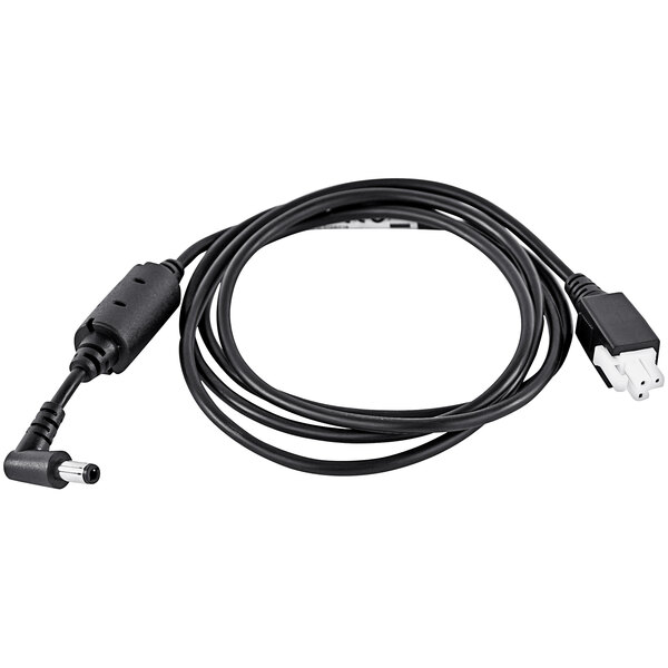 A black Zebra power cable with white and black connectors.