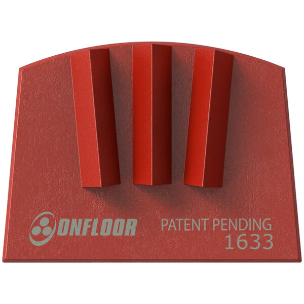 Three red metal Onfloor RipTip-3 diamond quick tools.