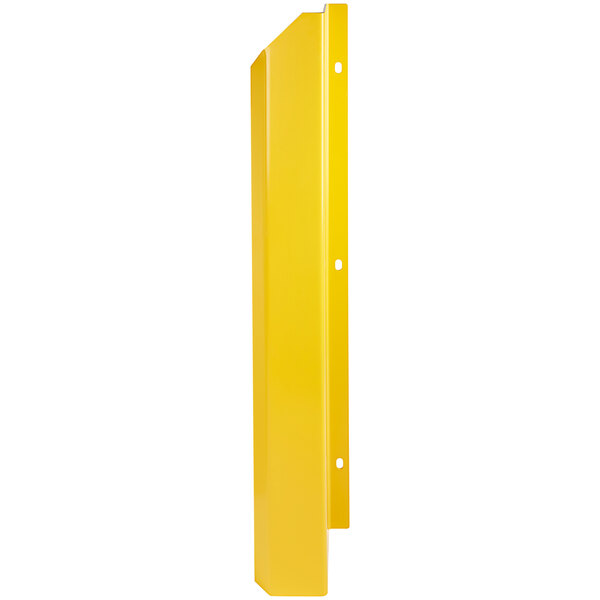 A yellow rectangular Ideal Warehouse door track protector with holes on a white background.
