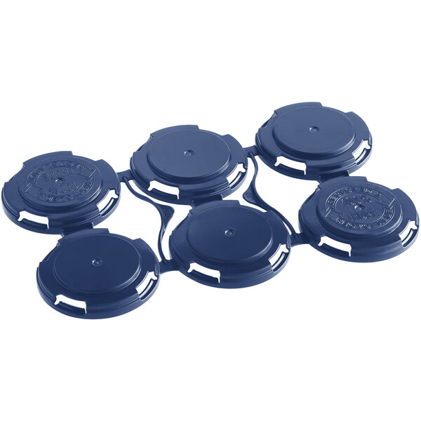 A PakTech blue plastic 6-pack can carrier on a table.