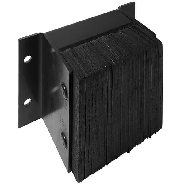 A black rectangular Ideal Warehouse dock bumper with holes in it.