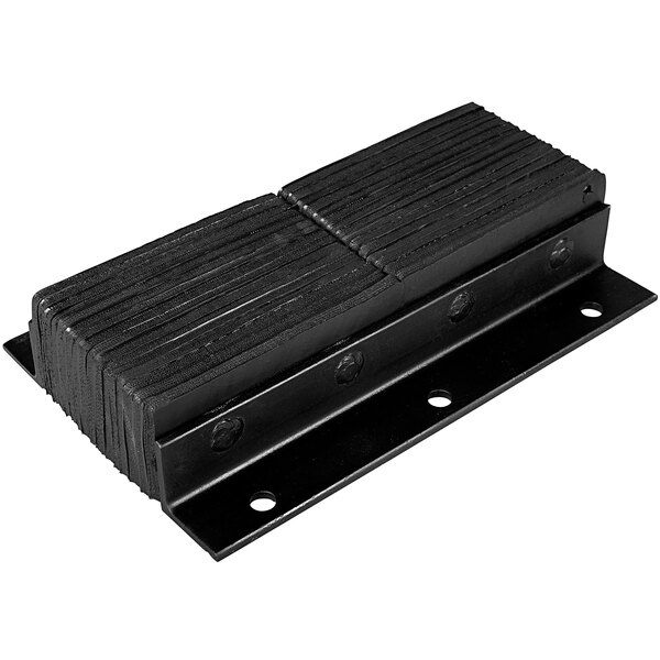 A black laminated wood block with holes.