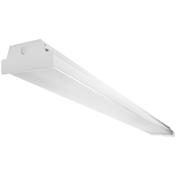 A TCP Industra LED wrap light fixture with a frosted cover on a white background.