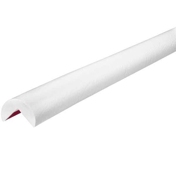 A white plastic tube with red edges.