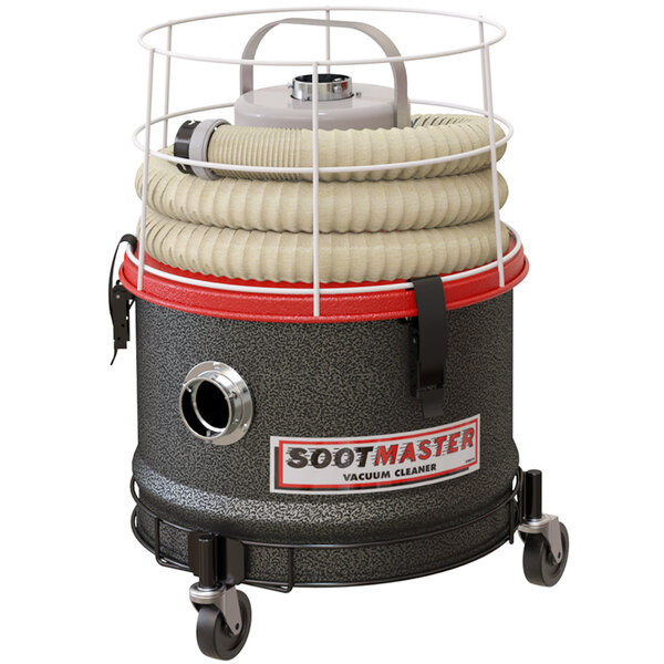 A Mastercraft SootMaster furnace cleaning vacuum on wheels with a hose and tool kit.
