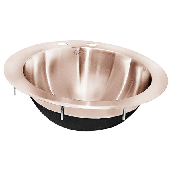 Just Manufacturing CUCLR143 Round Copper DropIn Sink Bowl with 3