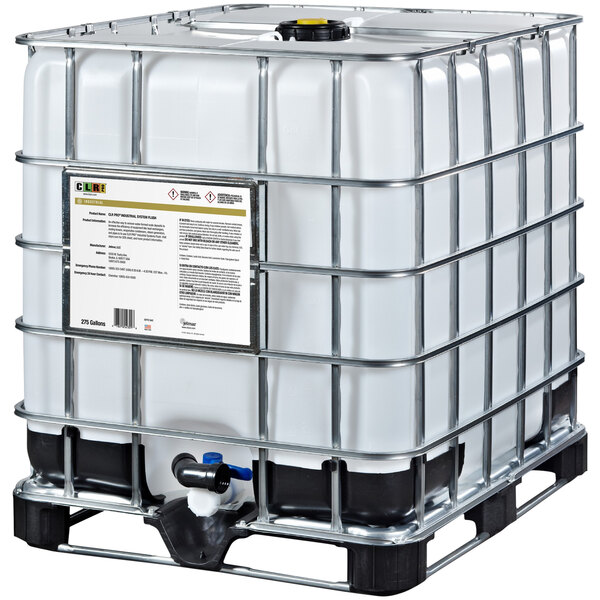 A white CLR Pro industrial systems flush container with a black lid and handle.