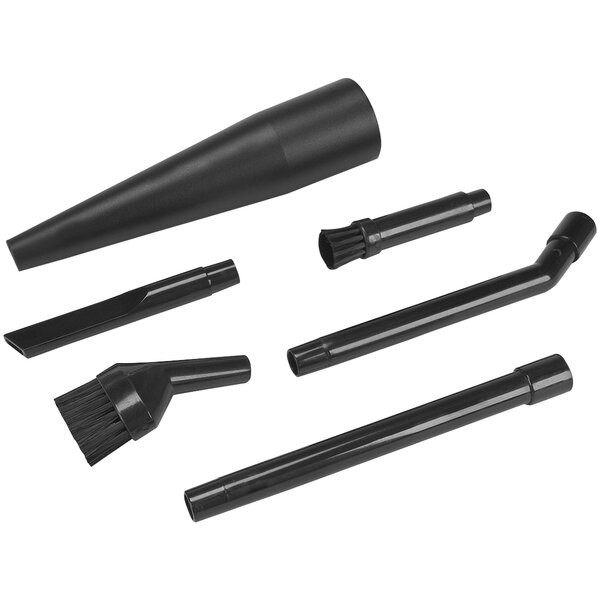 A black plastic Shop-Vac Micro cleaning kit with a black brush and cylindrical attachments.