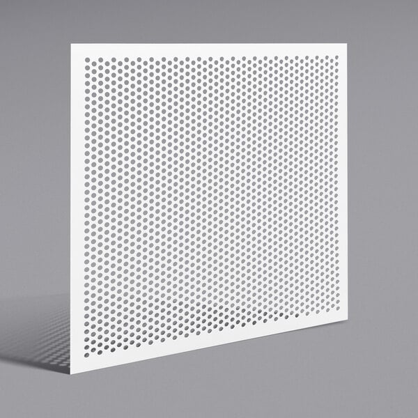 A white plastic panel with square holes.