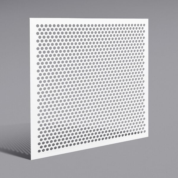 A white plastic square with holes in it.