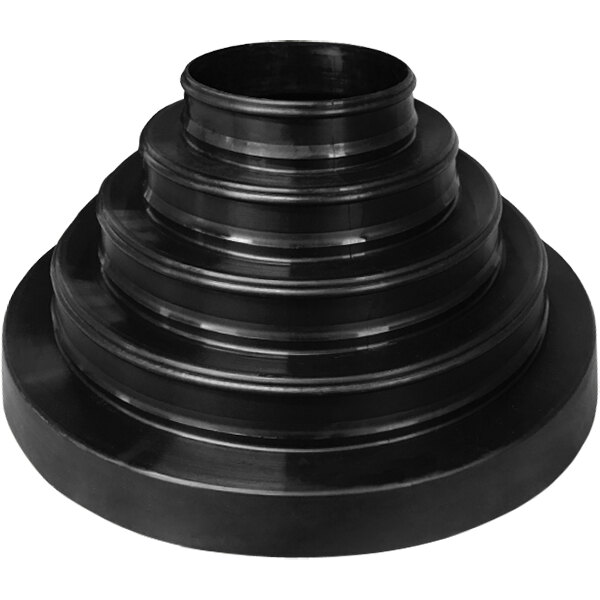 A black circular object with a black cylindrical base.