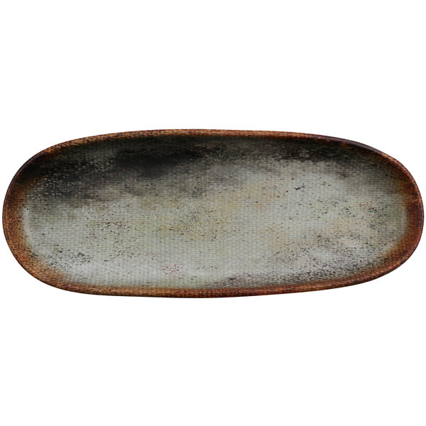 A white woven melamine platter with a rustic look.